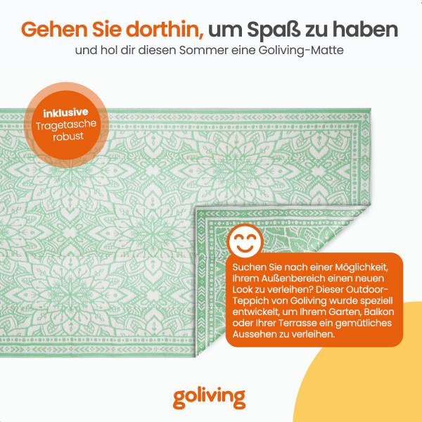 Outdoorteppich Summer Flora Hellgrün - Weiß
