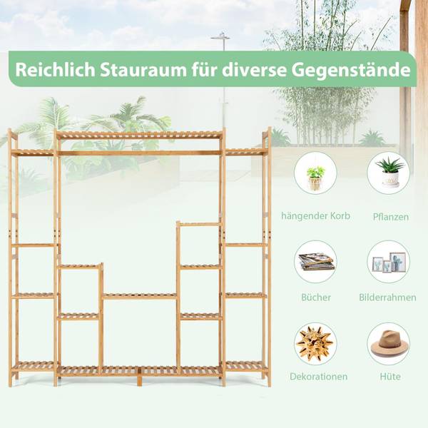 Blumenregal HZ10006 Braun - Bambus - 30 x 166 x 167 cm
