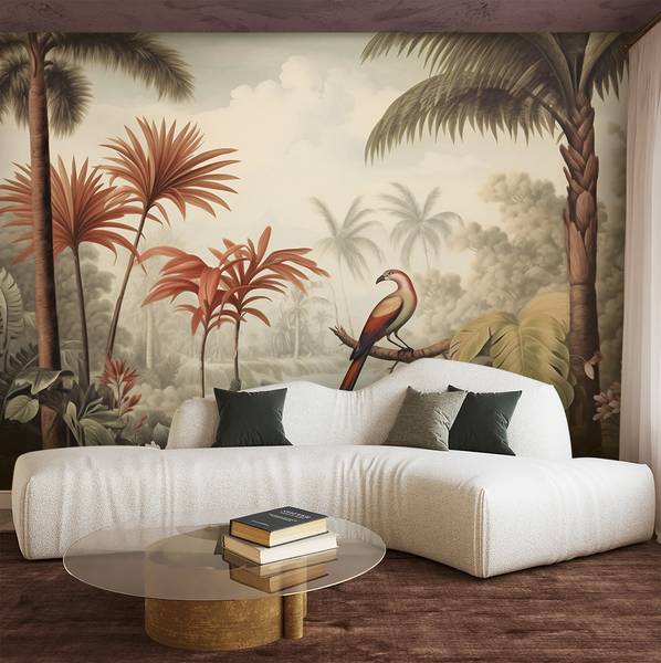 Fotobehang tropische vogel in de jungle 250 x 175 cm