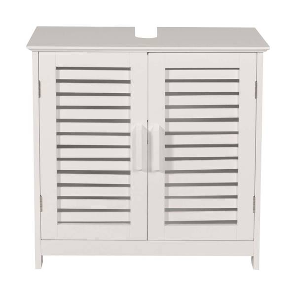 Waschbeckenunterschrank B41 Weiß - Bambus - Holzwerkstoff - 60 x 60 x 30 cm