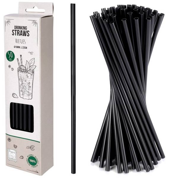 Strohhalme 50er Set 259657 Schwarz - Kunststoff - 1 x 1 x 22 cm