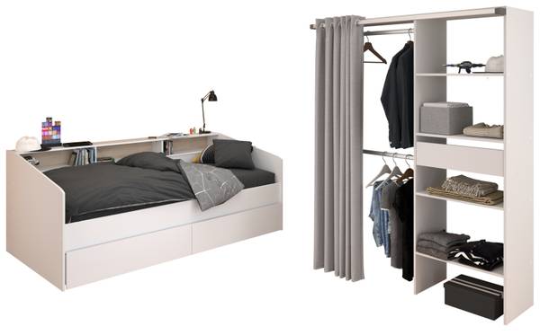 Kinderzimmer Sleep11 2-teilig Weiß - Holzwerkstoff - Metall - 203 x 182 x 113 cm