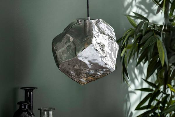 Hängelampe EDESSA Silber - Glas - 28 x 150 x 28 cm