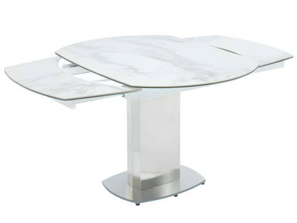 Essgruppe TALICIA Weiß - Keramik - Glas - Massivholz - 180 x 75 x 90 cm