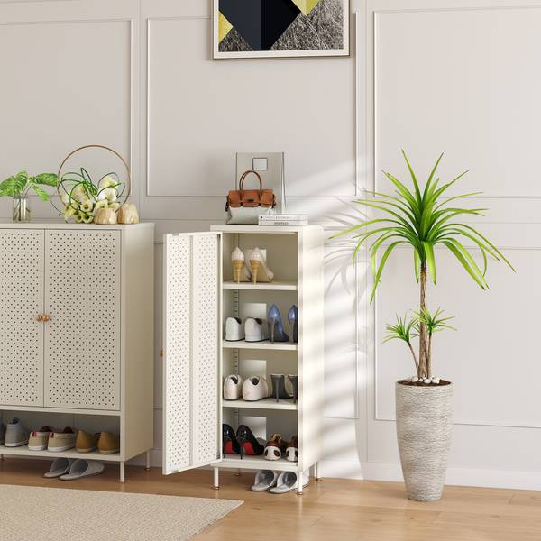 Schuhschrank Coleraine II. Weiß - Stahl - 43 x 115 x 35 cm