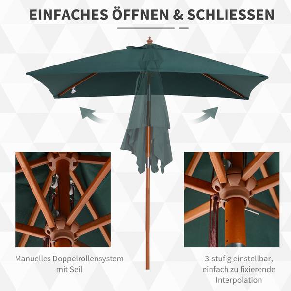 Sonnenschirm BB4344 Grün - Massivholz - 150 x 235 x 200 cm