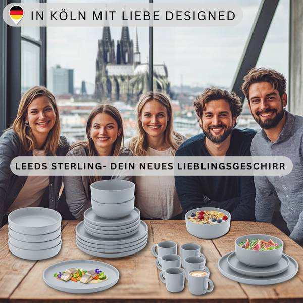 Pastaschalen Leeds - 6er Set Grau - Stein - 21 x 5 x 21 cm