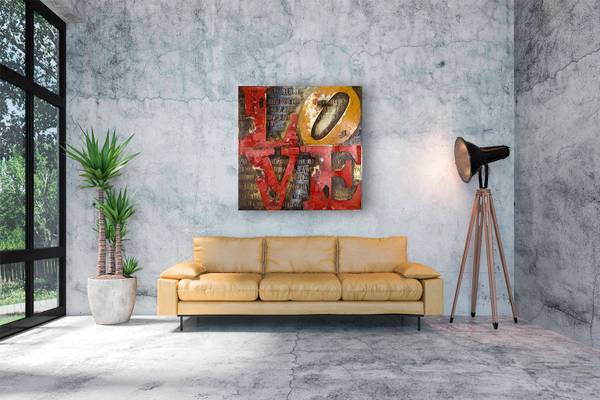 Afbeelding 3D LOVE staal - 85 x 85 x 4 cm
