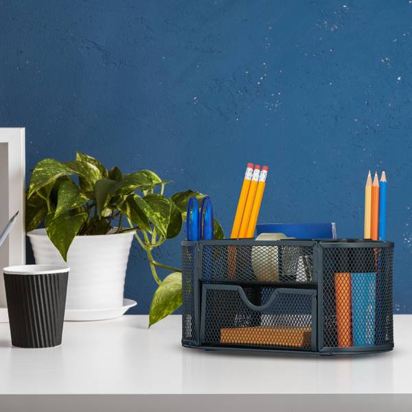 Schreibtisch Organizer mit 9 Fächern Grau - Stahl - 22 x 11 x 11 cm