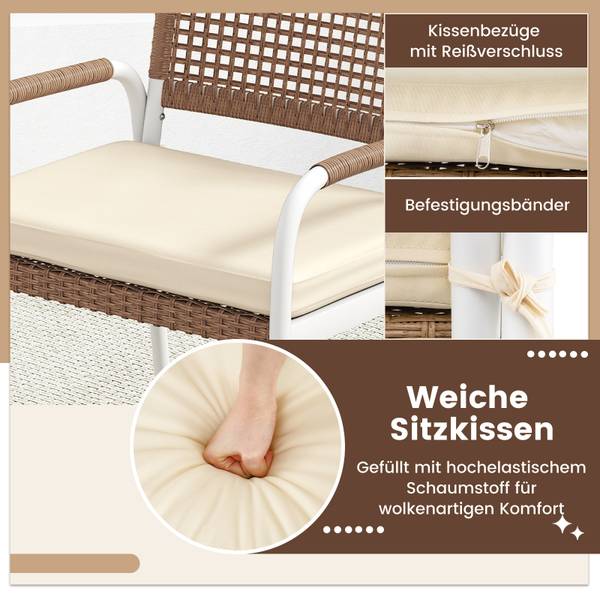 Gartenmöbel-Set ZB34978NQ 4-tlg. Braun - Rattan - 630 x 82 x 112 cm