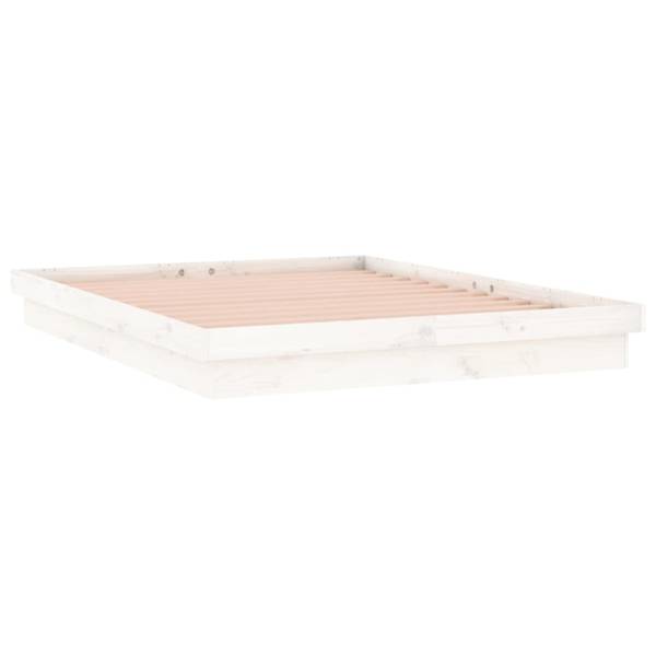 Massivholzbett mit LEDs V945 Weiß - Massivholz - 120 x 200 x 120 cm