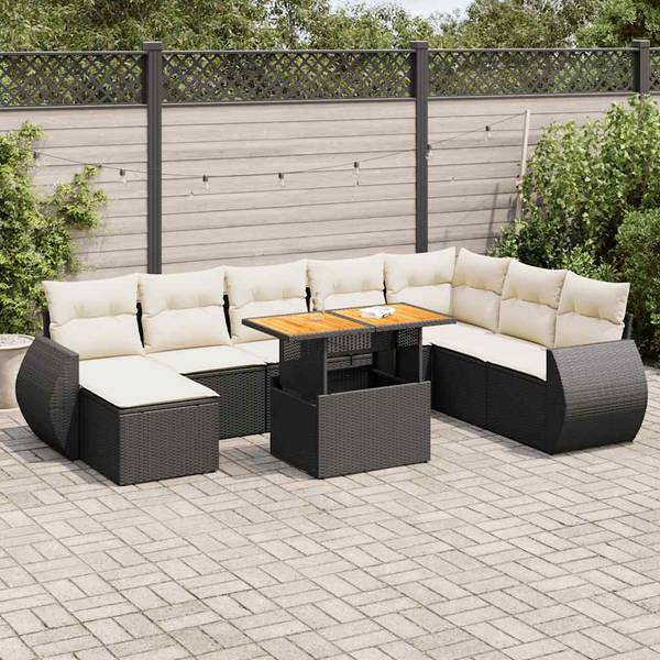 Garten-Lounge-Set 3037161-2 (9-teilig) Schwarz - Creme