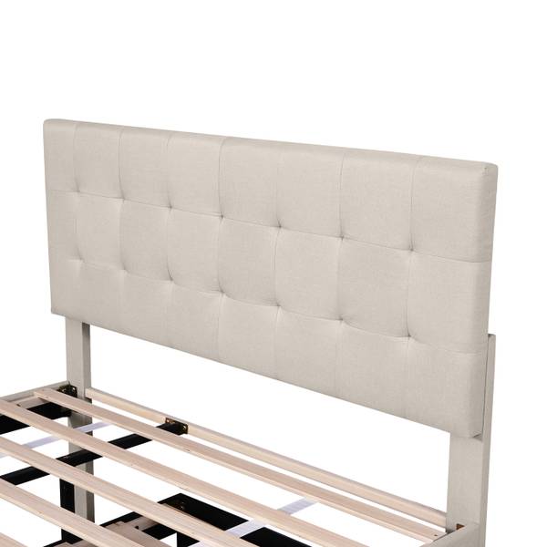 Polsterbett JIA AAB28 Beige - Leinen - 140 x 118 x 200 cm