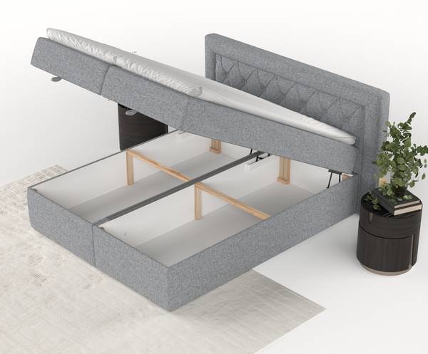 Premium Boxspringbett Jayleen Grau - Liegefläche Breite: 140 cm
