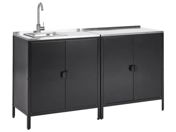 Gartenset VILAMA 4-tlg Schwarz - Silber - Metall - 80 x 80 cm