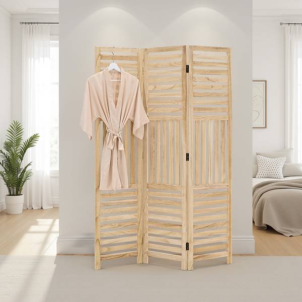 Paravent 2903 3-teilig Braun - Holz teilmassiv - 120 x 170 x 2 cm