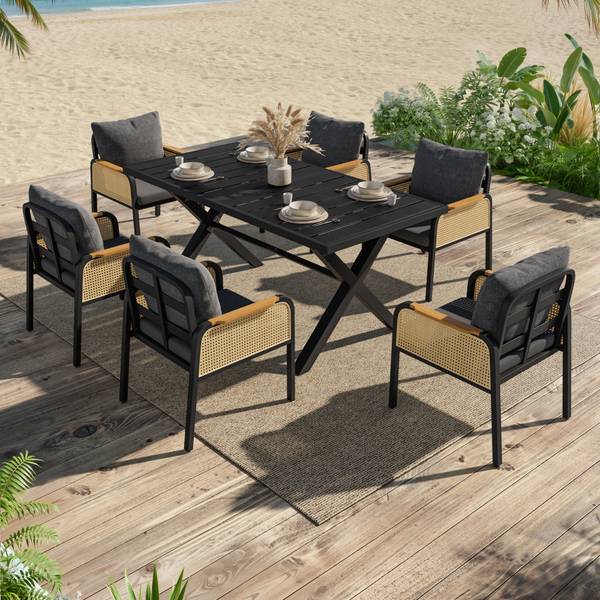 Set table Coeus II (7-él.) Noir - Métal - Textile