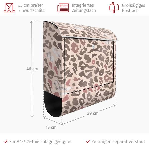 Briefkasten Der Leopard im Boudoir Pink - Stahl - 39 x 46 x 13 cm