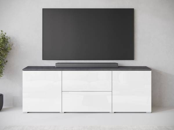 TV-Lowboard Vera Anthrazit - Glas Weiß