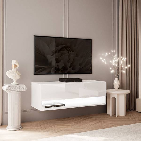 TV-Schrank CALANTE Weiß - Holzwerkstoff - 90 x 30 x 35 cm