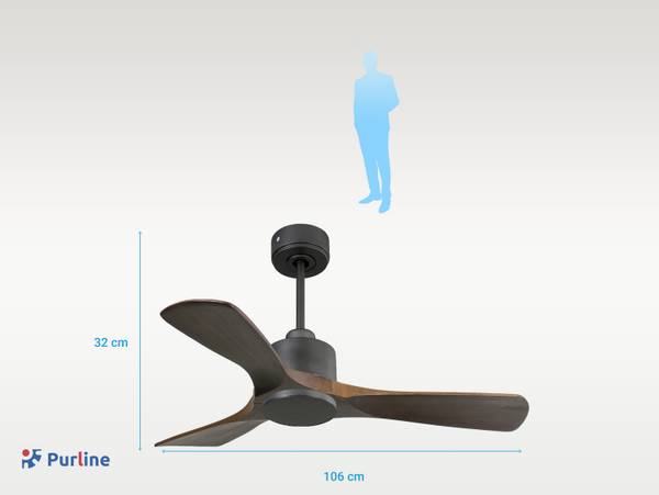 Deckenventilator Principe Schwarz - Metall - 106 x 32 x 106 cm