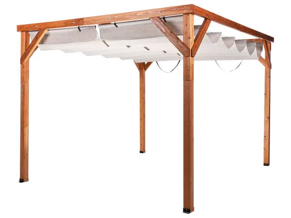 Garten-Pergola VILLAROSA Beige - Braun - Massivholz - 320 x 250 x 380 cm