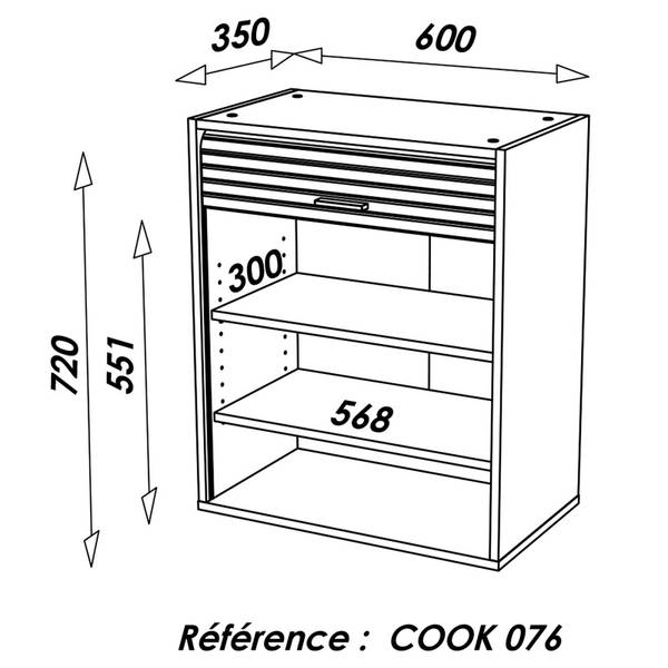 Küchenschrank COOK Weiß - 60 x 72 x 35 cm