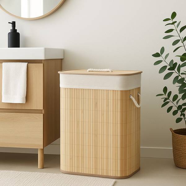 Wäschekorb SANA Beige - Bambus - 30 x 50 x 40 cm