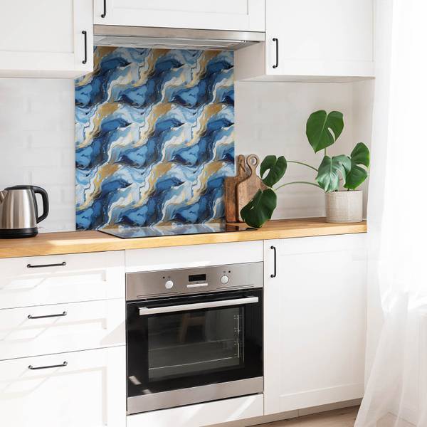 Selbstklebende Fliesen (9 St.) Abstrakt Blau - Polyester PVC - 30 x 30 x 1 cm