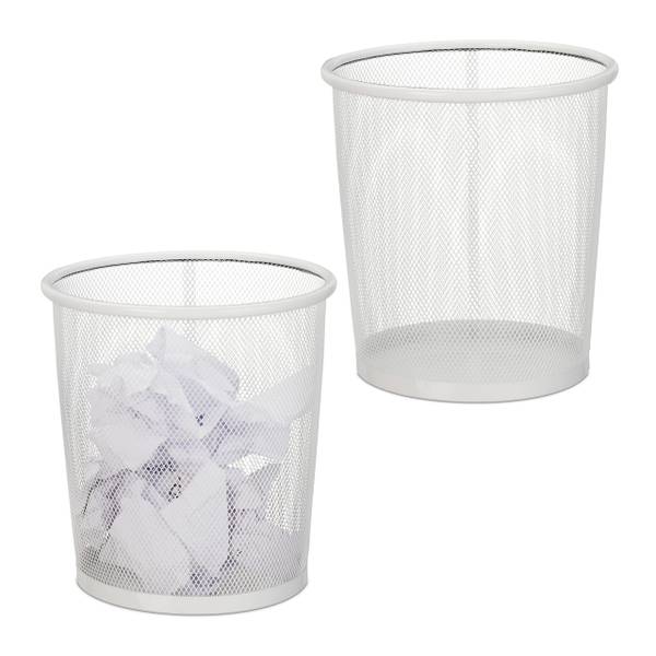 2 x Papierkorb Drahtgeflecht Weiß - Stahl - 23 x 24 x 23 cm