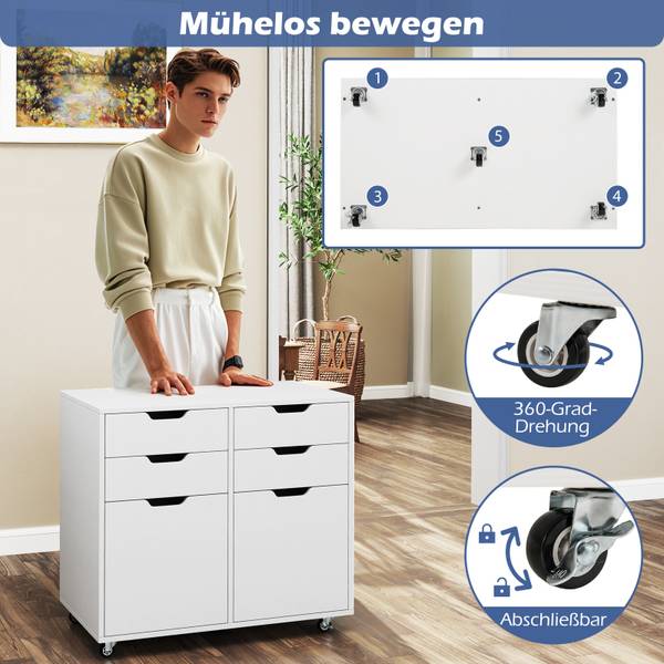 Kommoden VH34247ITDE Weiß - Holzwerkstoff - 40 x 65 x 73 cm