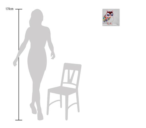 Impression sur toile Hibou Momo Coton - 25 x 25 x 4 cm