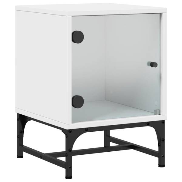 Nachttische mit Glastüren 2er Set W550 Weiß