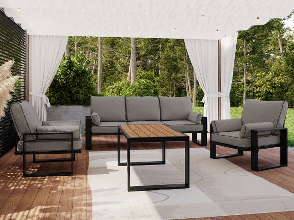 Gartenmöbel-Set ELBA Schwarz - Grau