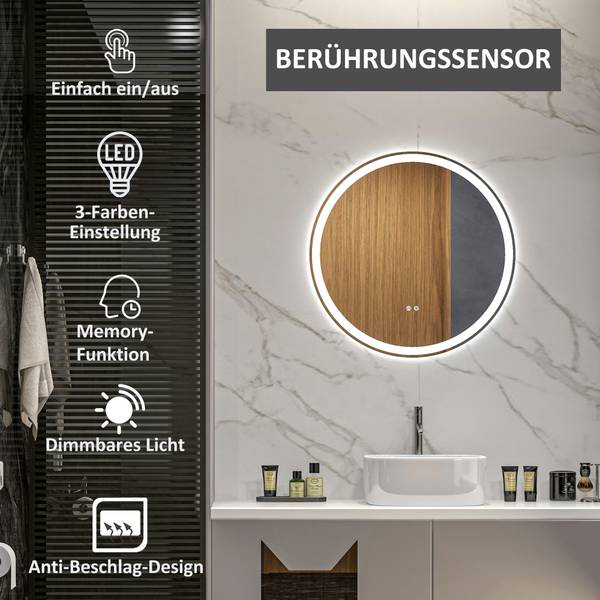 Badspiegel BB6230 Weiß - Glas - Metall - 3 x 60 x 60 cm