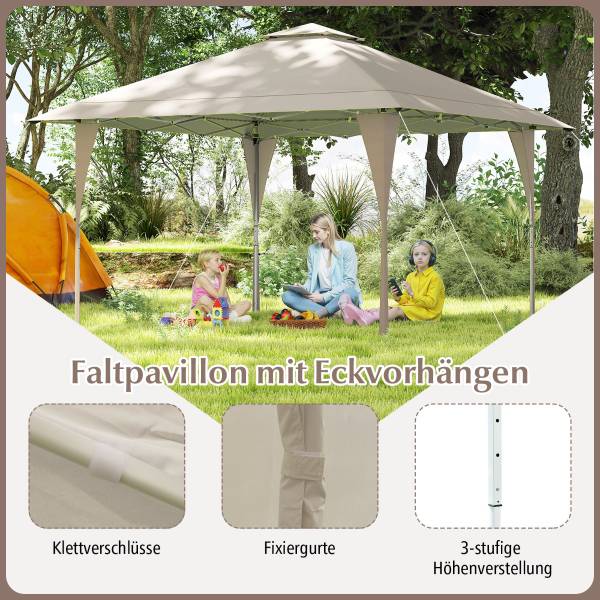 Pop Up Pavillon NP12381KQ Beige - Metall - 395 x 264 x 395 cm