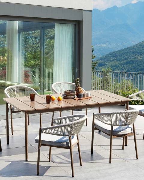 Gartenset FLAVIA 12-tlg Beige - Braun - Grau - Metall - 58 x 77 x 62 cm