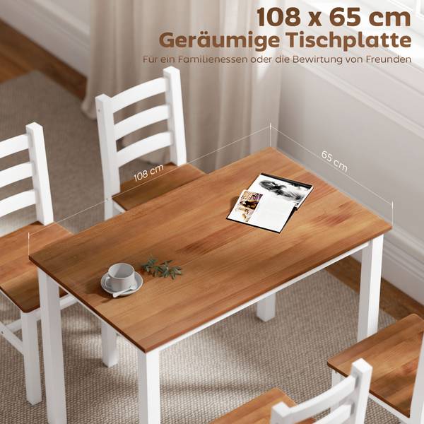 Essgruppe 5er Set 83A-270V90BN Braun - Kiefer - 108 x 75 x 65 cm
