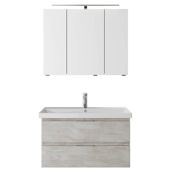 Badmöbel-Set VILLATORO-66-33 2er-Set Grau - Holzwerkstoff - 90 x 200 x 45 cm