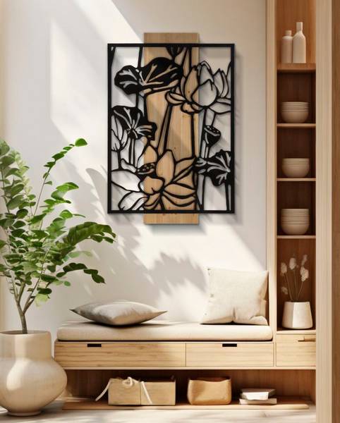Wanddekoration  Lotus Ferro E Wood Schwarz - Metall - 2 x 90 x 60 cm