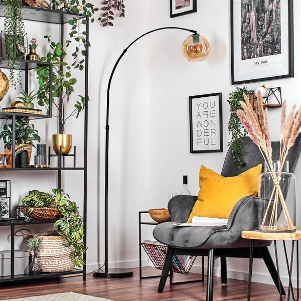 Stehlampe Cesaro Orange - Aluminium - Klarglas - Marmor - 101 x 185 x 72 cm