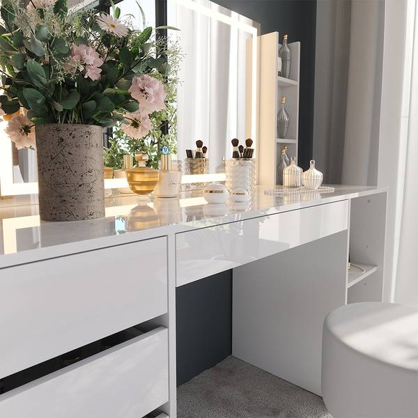 Schminktisch Sherry 57655 Weiß - Holzwerkstoff - 159 x 76 x 51 cm