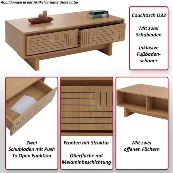 Couchtisch O33 Beige - Holzwerkstoff - Holz teilmassiv - 120 x 40 x 60 cm