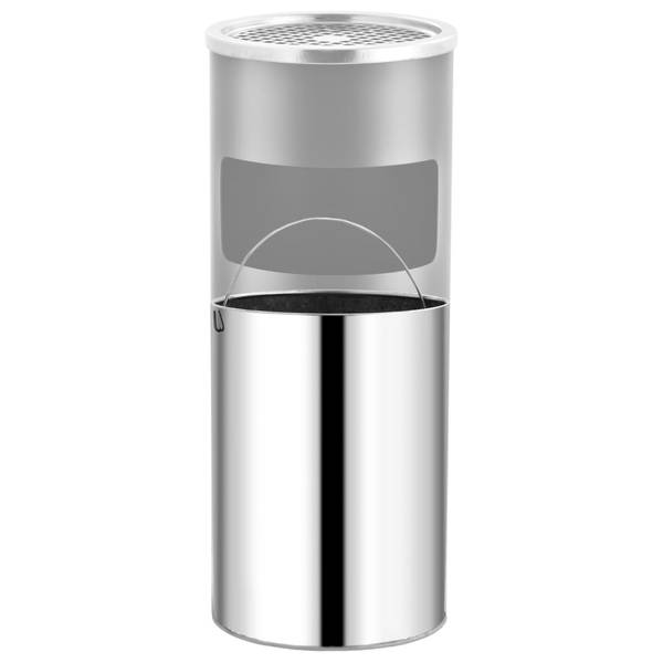 Poubelle à cendrier 299726 Gris - Acier inoxydable - 25 x 61 x 25 cm