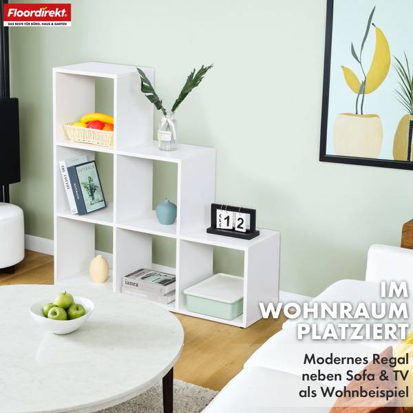 Bücherregal Carolina Weiß - Holzwerkstoff - Massivholz - 98 x 98 x 29 cm