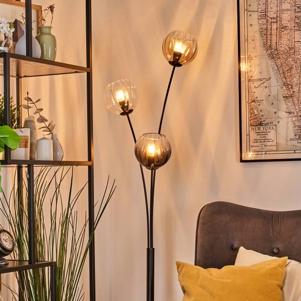 Stehlampe Cesaro Grau - Orange - Aluminium - Klarglas - 33 x 170 x 39 cm