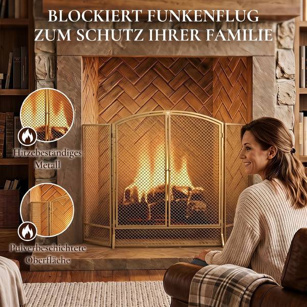 Kaminschutzgitter 820-506V00GD Gold - Metall - 10 x 75 x 122 cm