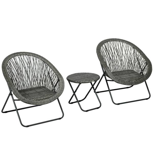 Liegestühle 3er-Set 863-129V00GG Grau - Stahl - 76 x 78 x 77 cm