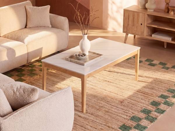 Couchtisch BONNEY Braun - Weiß - Massivholz - 70 x 46 x 120 cm