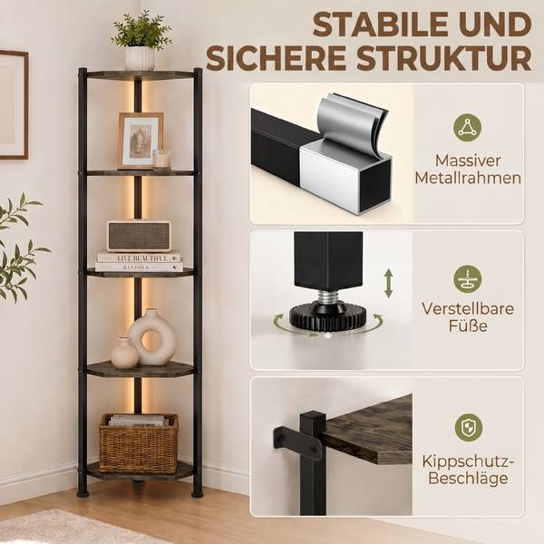Bücherregal 836-699V90RB Braun - Holzwerkstoff - 32 x 147 x 32 cm